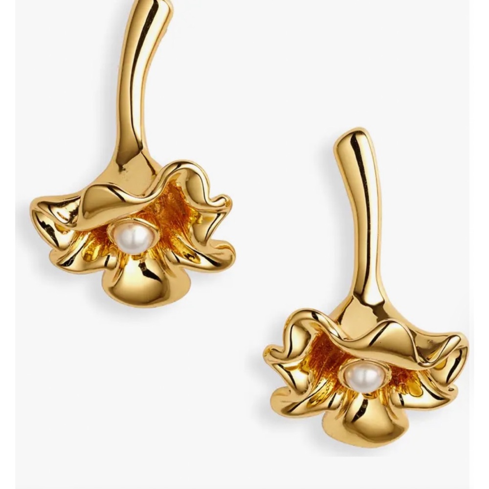 Lele Sadoughi Gold Floral Earrings NWT